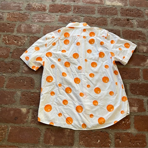 Seaplane XL Vibrant Orange Polka Dot Camp Button Down Men's Short Sleeve Shirt - Picture 6 of 11